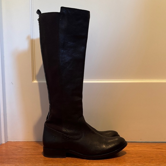 Frye Molly Gore Stretch Tall Boots in black